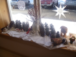 Beautiful sunshine for the winterscape on the window sill. 