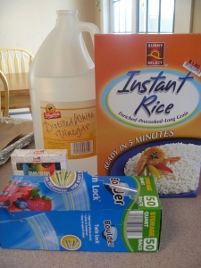 All I used to make the colored rice.