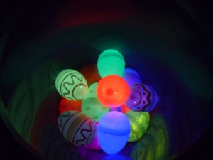 Bucket of glowing eggs