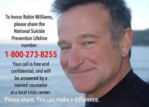 robin williams suicide hotline